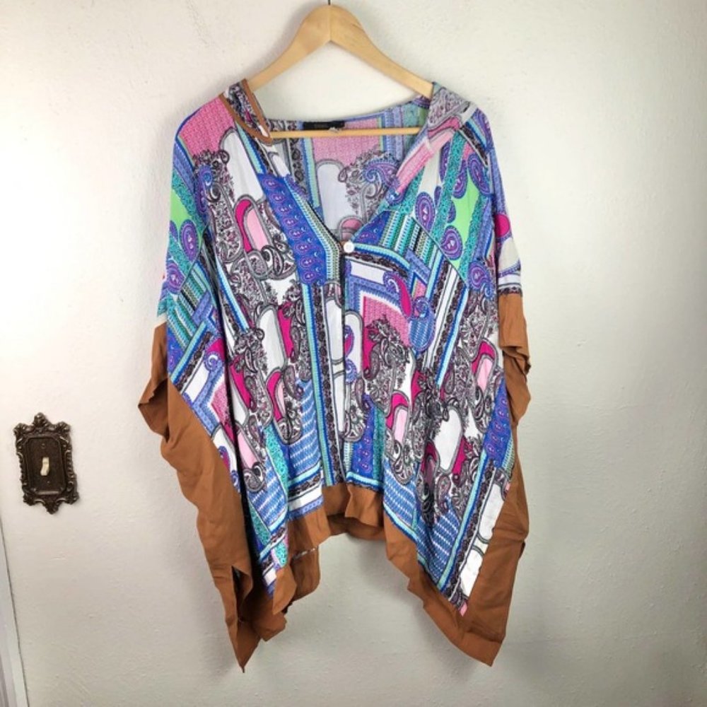 THML Poncho Kimono Paisley Print Top Small
